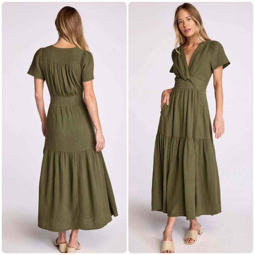 New! Sundays Fleet Midi Dress in Olive Green 🍃 Large NWT!